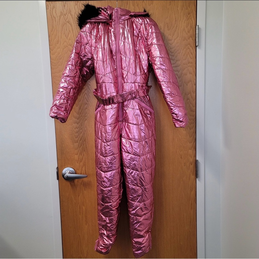 Snowsuit ski suit NWOT pink metallic size S